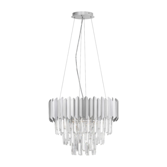 Lampadario contemporana cristalli cromo per salotto 50cm